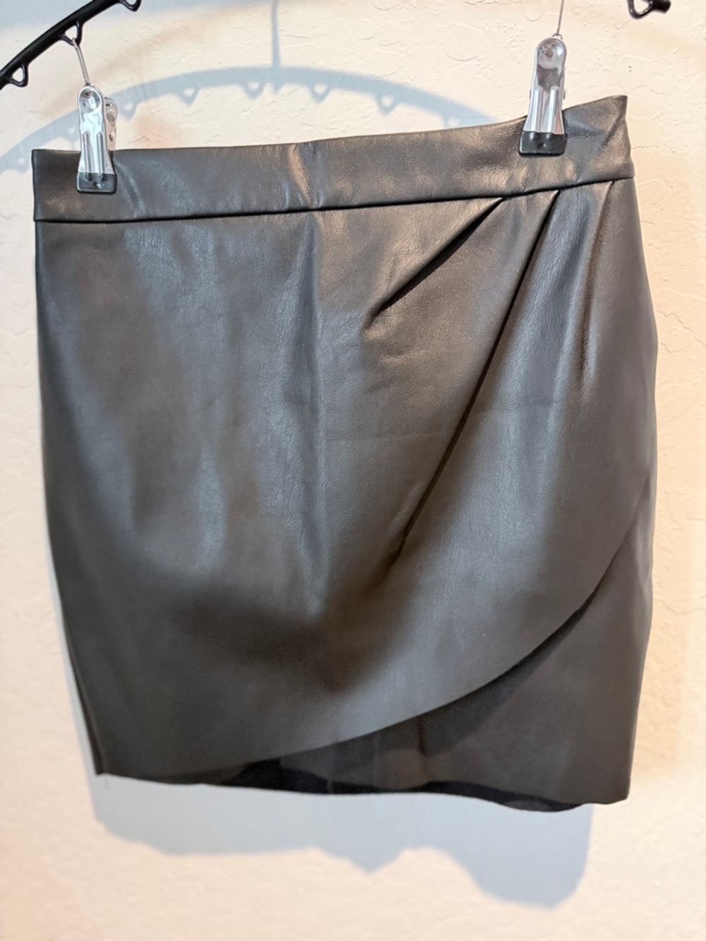 Express Black Faux Leather Tulip Wrap Mini Skirt